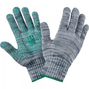 Трикотажные перчатки Фабрика перчаток, стандарт, с ПВХ, 7.5 класс, 5 нитей, серые, р.М 5-75-СТ-СЕР-(M)