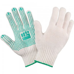 Трикотажные перчатки Фабрика перчаток, стандарт, с ПВХ, 7.5 класс, 5 нитей, белые, р.М 5-75-СТ-БЕЛ-(M)