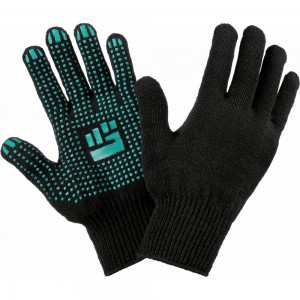 Трикотажные перчатки Фабрика перчаток, стандарт, с ПВХ, 10 класс, 5 нитей, черные, р.М 5-10-СТ-ЧЕР-(M)