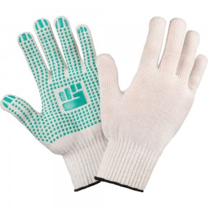 Трикотажные перчатки Фабрика перчаток, стандарт, с ПВХ, 10 класс, 5 нитей, белые, р.М 5-10-СТ-БЕЛ-(M)