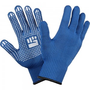Перчатки Фабрика Перчаток хб, 2-слойные с ПВХ, 10 класс, синие, L 6-10-2С-СИН-(L)