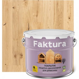 Защитно-декоративное покрытие для древесины FAKTURA с льняным маслом и ионами серебра, бесцветный, ведро 9л, 208456