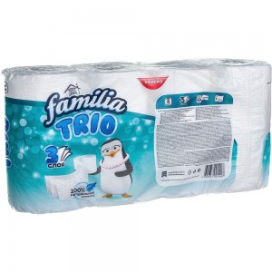 Туалетная бумага FAMILIA TRIO 3 слоя, 8 рулонов 1015031427