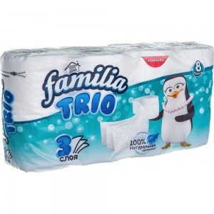 Туалетная бумага FAMILIA TRIO 3 слоя, 8 рулонов 1015031427