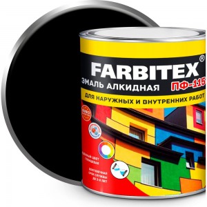 Алкидная эмаль FARBITEX ПФ-115 (черный; 1.8 кг) 4300006037