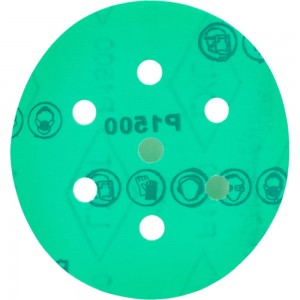 Круг шлифовальный на липучке - зелёный 125 мм, 5 шт, P1500 FASTER TOOLS 8552