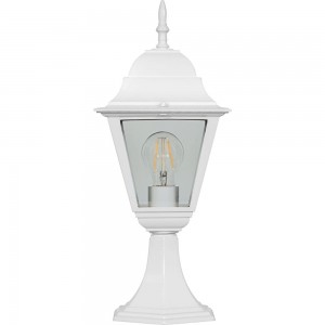 Садово-парковый светильник, четырехгранный на постамент 60W E27 230V, белый Feron 4104 11019