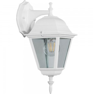 Садово-парковый светильник, четырехгранный на стену вниз 100W E27 230V, белый Feron 4202 11025