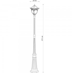 Садово-парковый светильник, столб четырехгранный 100W E27 230V, черное золото Feron PL4087 11493