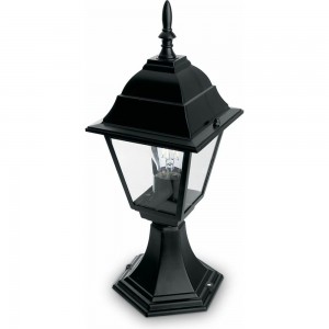 Садово-парковый светильник, четырехгранный на постамент 60W E27 230V, черный Feron 4104 11020