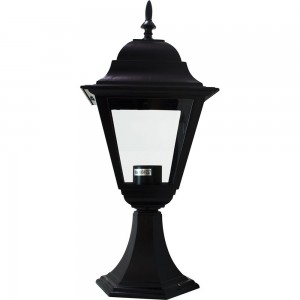 Садово-парковый светильник, четырехгранный на постамент 60W E27 230V, черный Feron 4104 11020