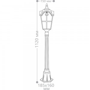 Садово-парковый светильник, столб четырехгранный 60W 230V E27, черное золото Feron PL107 11299