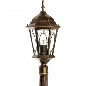 Садово-парковый светильник, столб шестигранный 60W E27 230V, черное золото Feron PL165 11332