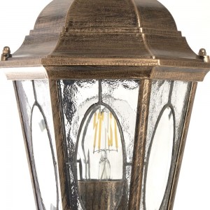 Садово-парковый светильник, столб шестигранный 60W E27 230V, черное золото Feron PL165 11332