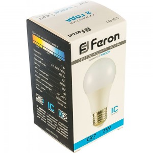 Светодиодная лампа Шар E27 7W 6400K Feron LB-91 25446