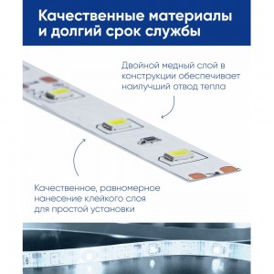 Cветодиодная LED лента 60SMD(2835)/м, 4.8Вт/м, 1м, IP20, 12V белый холодный Feron LS603 27744