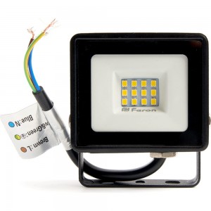 Светодиодный прожектор 2835 SMD 10W 4000K IP65 AC220V/50Hz, черный с прозрачным стеклом 108*115*26мм FERON LL-918 29490