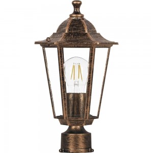 Садово-парковый светильник FERON 6203/PL6203 шестигранный на столб 100W E27 230V, черное золото 11139