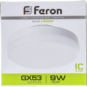 Светодиодная лампа FERON 9W 230V GX53 4000K, LB-452 25829