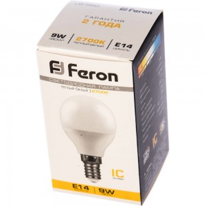 Светодиодная лампа FERON 9W 230V E14 2700K, LB-550 25801