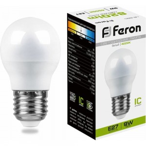 Светодиодная лампа FERON 9W 230V E27 4000K, LB-550 25805