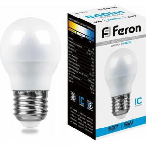 Светодиодная лампа FERON 9W 230V E27 6400K, LB-550 25806