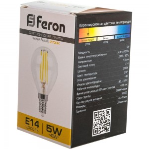 Светодиодная лампа FERON 5W 230V E14 2700K, LB-61 25578