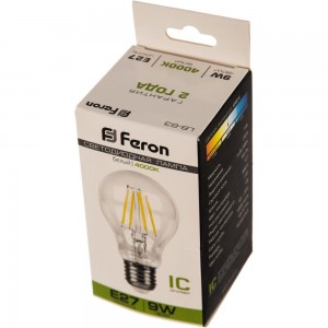 Светодиодная лампа FERON 9W 230V E27 4000K, LB-63 25632