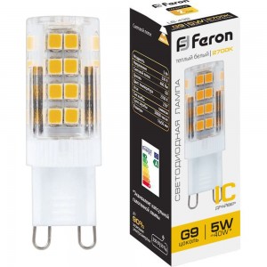 Светодиодная лампа FERON 5W 230V G9 2700K, LB-432 25769