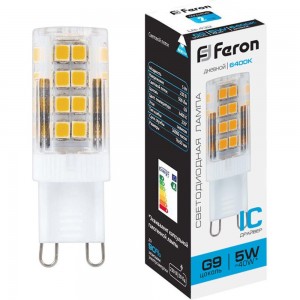 Светодиодная лампа FERON 5W 230V G9 6400K, LB-432 25771