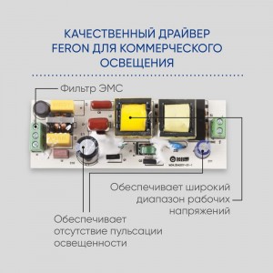 Светодиодный светильник трековый на шинопровод FERON AL105 30W, 2400 Lm, 4000К, 35 градусов, черный 29694