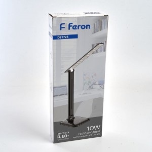 Настольный складной светильник FERON 10W, 4000K, 100-240V, черный, DE1725 29860