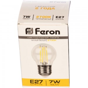 Светодиодная лампа FERON 7W 230V E27 2700K, LB-52 25876