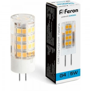 Светодиодная лампа FERON 5W 230V G4 6400K, LB-432 25862