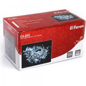 Гирлянда FERON 230V 240 LED 2700K, эффект стробов, IP44, шнур 3м, CL20 32336