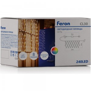 Гирлянда FERON 230V 240 LED IP20, шнур 1.5м, CL30 32359