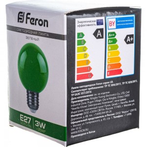 Светодиодная лампа FERON 3W 230V E27 зеленый, LB-371 25907