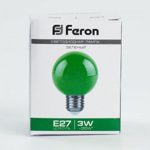 Светодиодная лампа FERON 3W 230V E27 зеленый, LB-371 25907