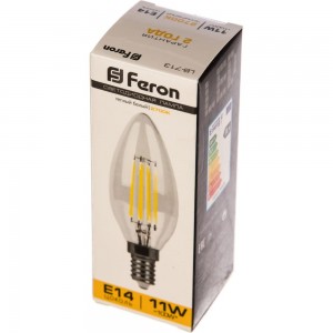 Светодиодная лампа FERON 11W 230V E14 2700K прозрачная, LB-713 38006