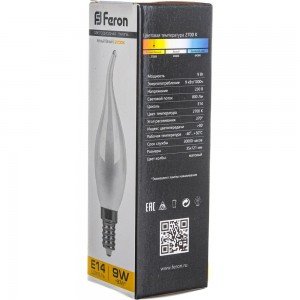 Светодиодная лампа FERON 9W 230V E14 2700K матовая, LB-74 25959