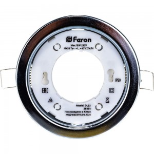 Встраиваемый потолочный светильник FERON 15W 230V GX53, хром без лампы, DL53 28454