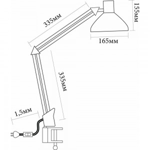 Настольный светильник FERON под лампу E27, max 60W, 230V на струбцине, белый, DE1430 24232