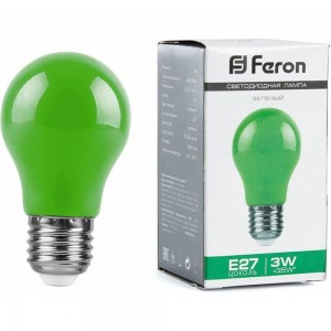 Светодиодная лампа FERON 3W 230V E27 зеленый, LB-375 25922