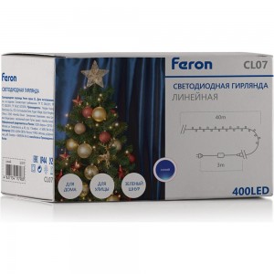 Гирлянда FERON 230V 400 LED синий, IP44, шнур 3м CL07 32315