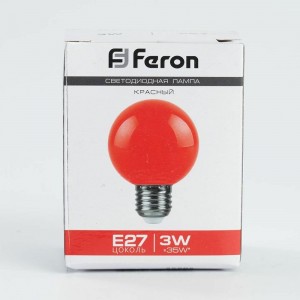 Светодиодная лампа FERON 3W 230V E27 красный, LB-371 25905