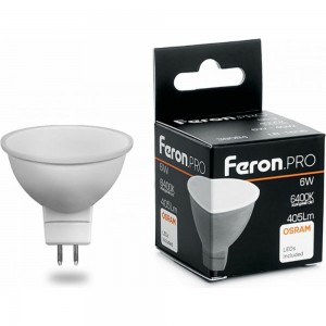 Светодиодная лампа FERON PRO LB-1606 MR16 G5.3 6W 6400K OSRAM LED 38085