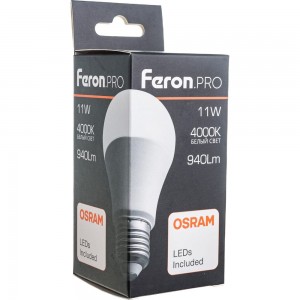 Светодиодная лампа FERON PRO LB-1011 шар E27 11W 4000K OSRAM LED 38030