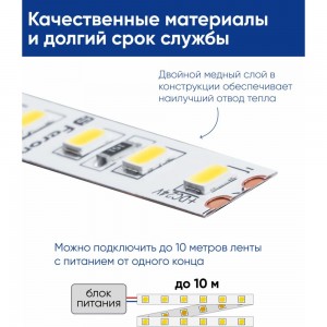 Светодиодная лента FERON 120SMD /м 11Вт/м 24V 5000х8х1.22мм 4000К, LS501 41057