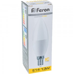 Светодиодная лампа FERON LB-970, 13W, 230V E14 2700K свеча 38107