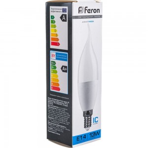 Светодиодная лампа FERON LB-970, 13W, 230V E14 6400K свеча на ветру 38114